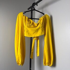 SHEIN Yellow Tie-Back Off-Shoulder Blouse